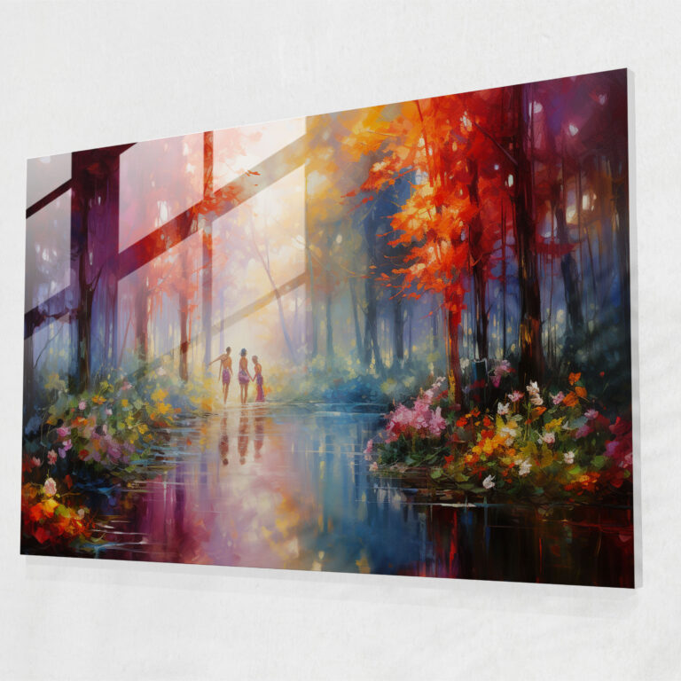 Mythology Glass Print: Enchanted Forest Of Nymphs And Satyrs - Mythology, Whimsy, Mythology, Home Decoration