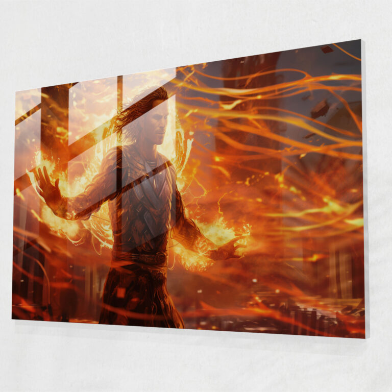 Mythology Glass Print: Prometheus's High-Tech Heist - Mythology, Glass Print, Ambiance, Prometheus