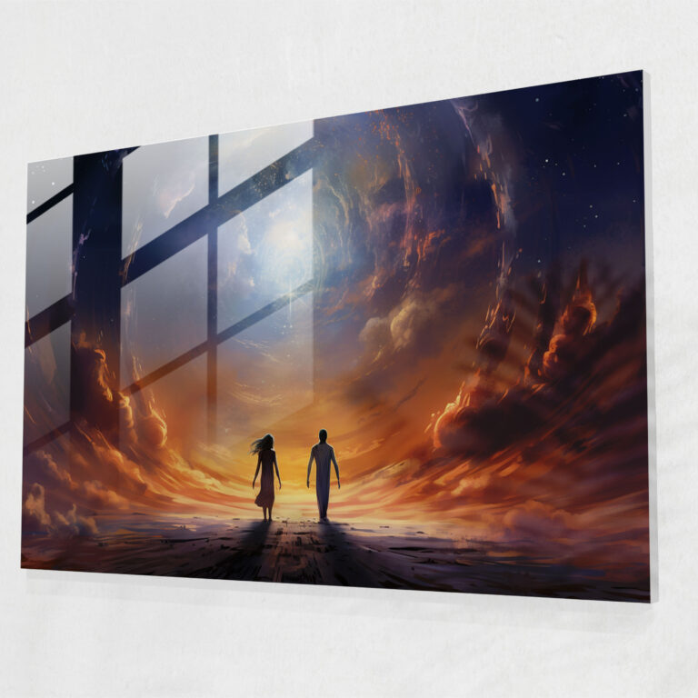 Mythology Glass Print - Futuristic Mythological Beings - Mythology, Cosmos, Modern Art, Celestial Scene