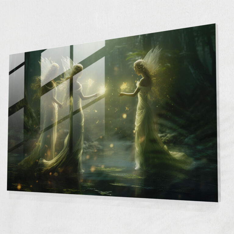 Mythology Glass Print - Enchanting Nymphs In The Magical Forest - Mythology, Wall Decoration, Enchanting Nymphs In The Magical Forest, Home Decoration
