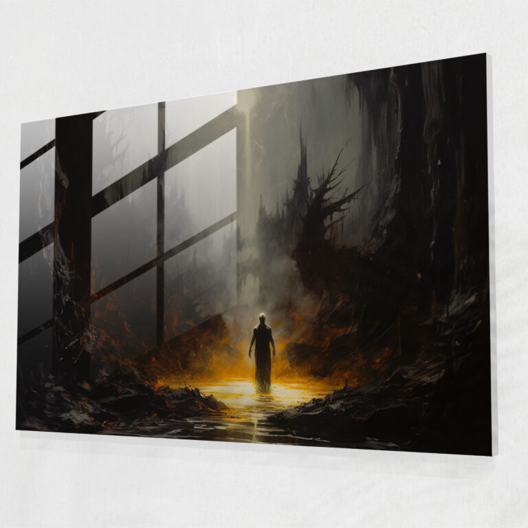 Mythology Glass Print - Hades In The Underworld - Mythology, Landscape Painting, Glass Wall Art, Greek Mythology