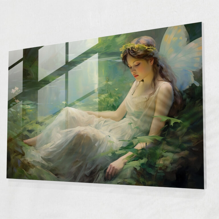 Mythology Glass Print: Serene Nymph - Mythology, Glass Art, Home Decoration, Mythology