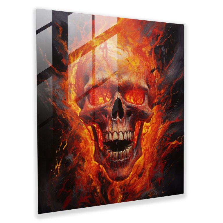 Metallica Fire Skull Glass Print - Metallica, Intensity, Glass Wall Art, Metallica