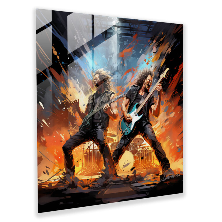 Metallica Rocking Out Glass Print - Metallica, Glass Wall Art, Electrifying, Metallica