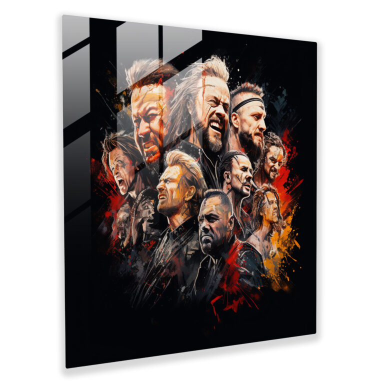 Metallica Portrait Collage Glass Print - Metallica, Glass Print, Glass Art, Modern Art