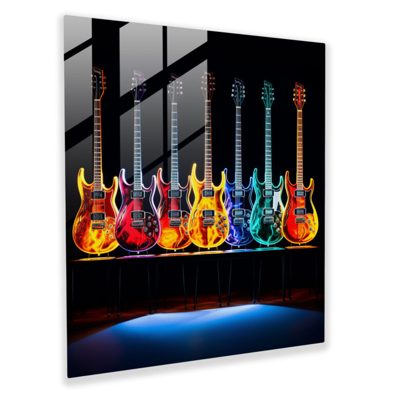 Metallica Guitar Vibrance Glass Print - Metallica, Modern Art, Glass Print, Home Decoration