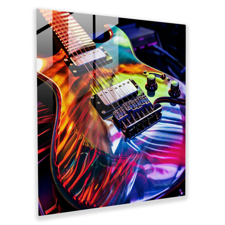 Metallica Electric Guitar Strings Glass Print - Metallica, Metallic Hues, Glass Print, Powerful Riffs
