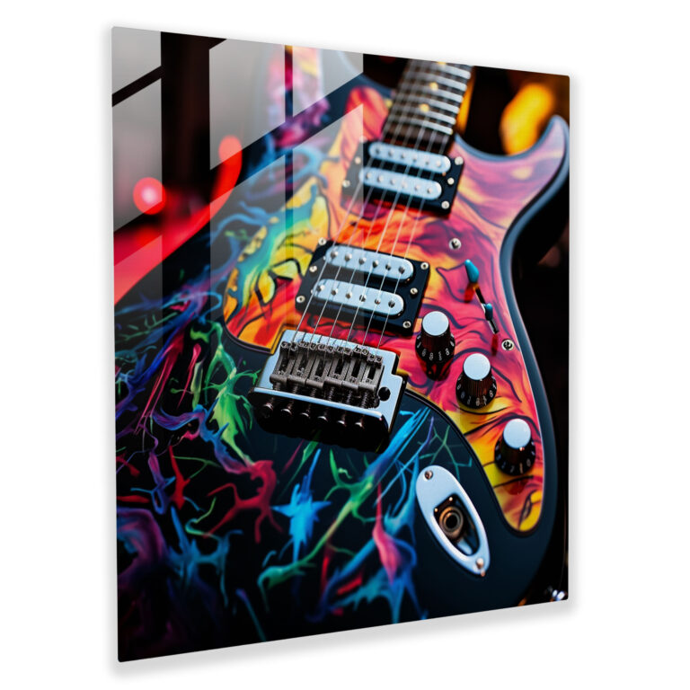 Metallica Guitar Glass Print - Metallica, Home Decoration, Glass Print, Rock And Roll
