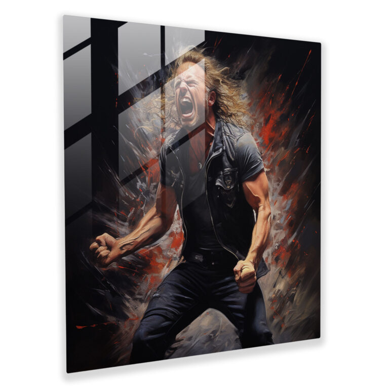 Metallica Lead Singer Glass Print - Metallica, Raw Energy, Home Decoration, Metallica