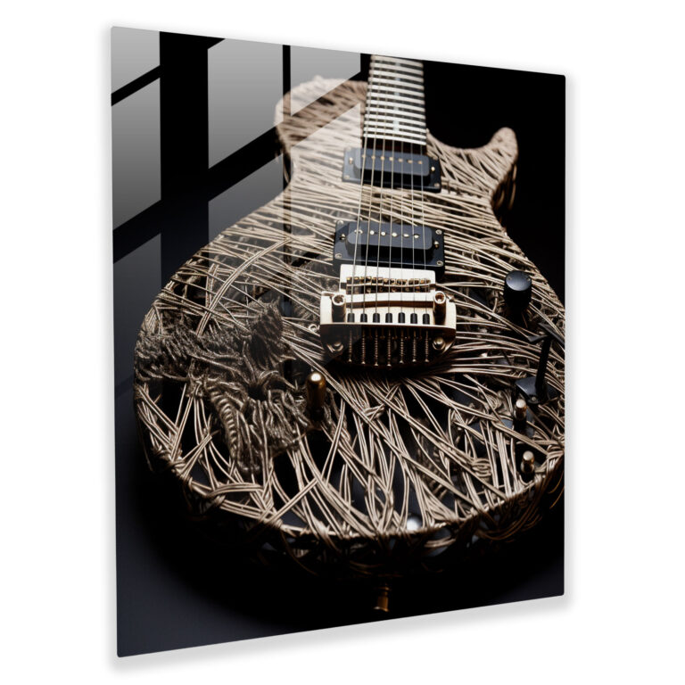 Metallica Guitar Strings Glass Print - Metallica, Striking Artistic Representation, Home Decoration, Modern Art