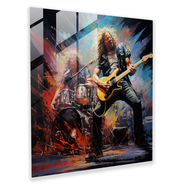 Metallica Live Glass Print - Metallica, Energetic Performance, Modern Art, Metallica