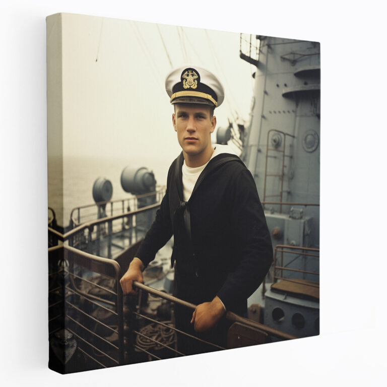 Vintage Navy Sailor Canvas Print - Navy, Navy, Canvas Wall Art, Nostalgia