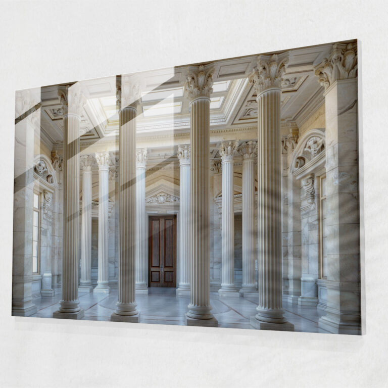 Neoclassicism Wall Decoration: Ornate Columns Glass Print - Neoclassicism, Glass Art, Glass Wall Art, Home Decoration