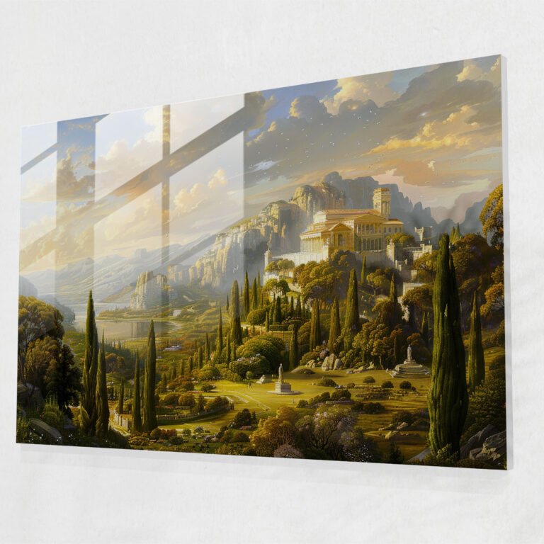 Neoclassicism Glass Wall Art: Majestic Landscape Glass Print - Neoclassicism, Glass Print, Glass Art, Glass Wall Art