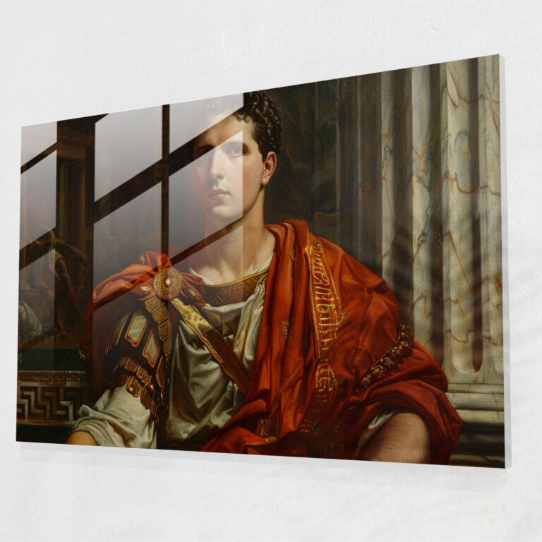 Neoclassicism Glass Art: Noble Portrait Of Roman Emperor In Ceremonial Robes - Neoclassicism, Neoclassicism, Glass Print, Glass Art