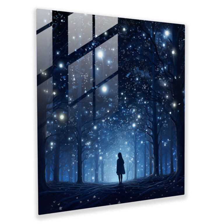 Navy Blue Night Sky Glass Print - Navy Blue, Awe, Night Sky, Modern Art