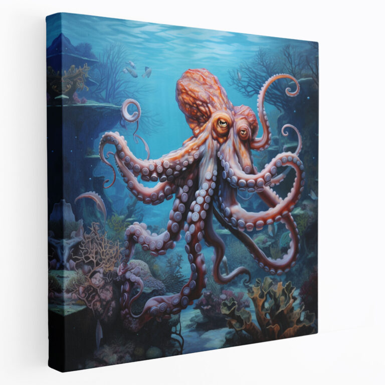 Octopus Canvas Print - Realistic Oil Painting Wall Art - Octopus, Canvas Wall Art, Canvas, Realistic Oil Painting
