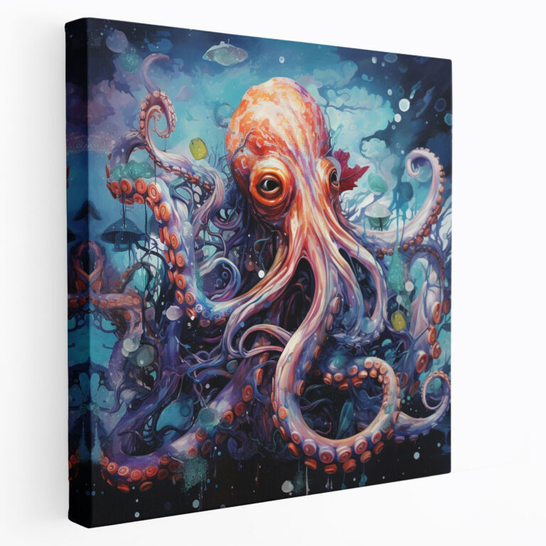 Octopus Wall Art - Dreamy Mixed Media Canvas Print - Octopus, Mixed Media Artwork, Canvas, Wall Art
