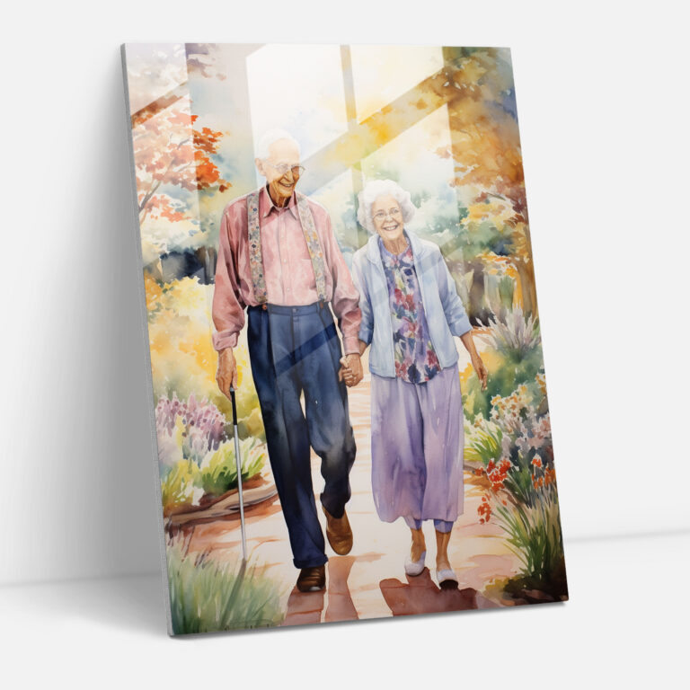 Vibrant Love Glass Print - Old Peoples, Modern Art, Glass Print, Home Decoration