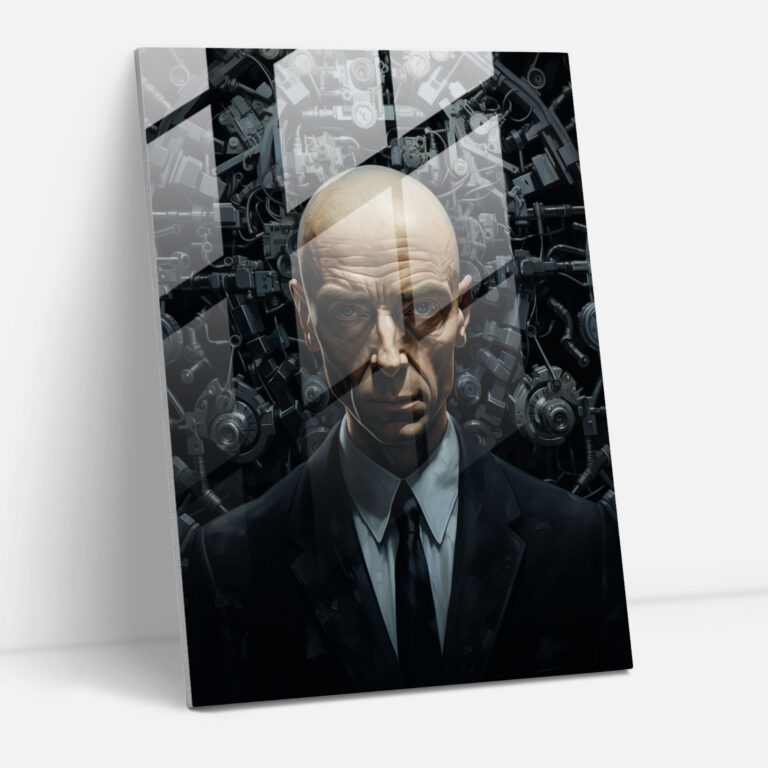 Oppenheimer Glass Art - Oppenheimer, Glass Wall Art, Artistic Mastery, Enigmatic Persona