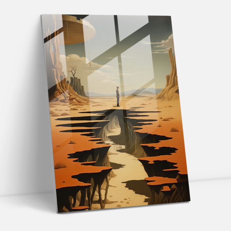Symbolic Glass Print - Oppenheimer's Dilemma - Oppenheimer, Shadow, Barren Landscape, Home Decoration