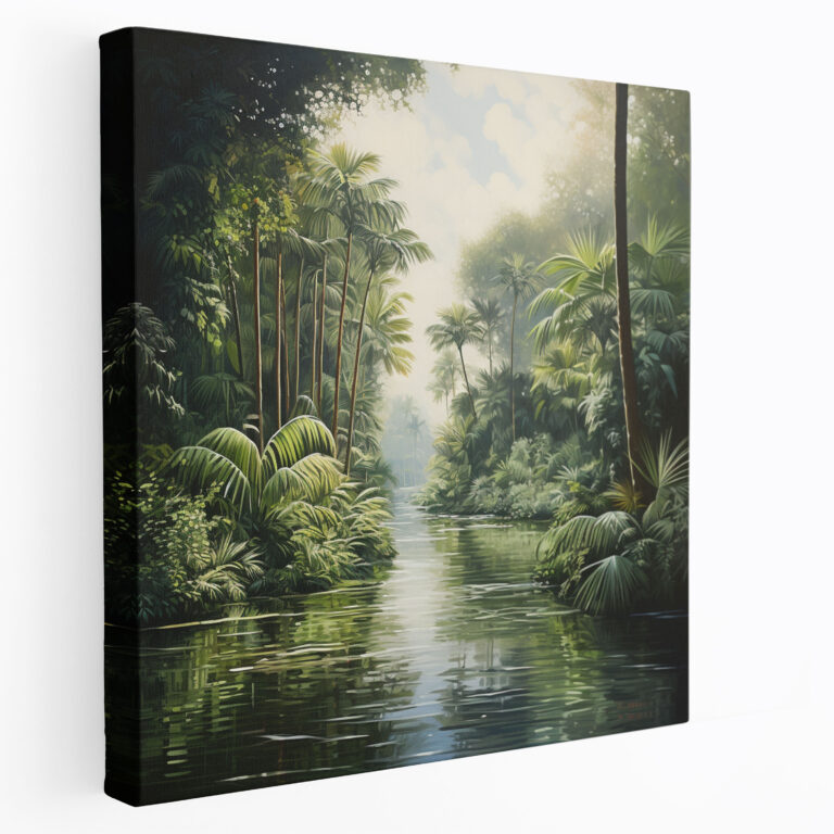 Papyrus Wall Art - Tranquil River - Papyrus, Lush Vegetation, Wall Decoration, Home Decoration