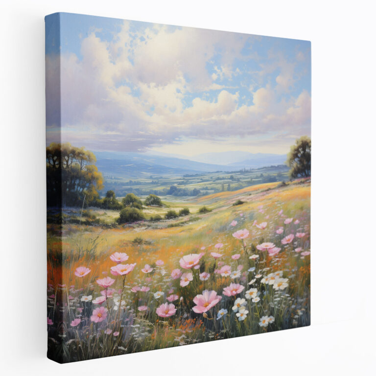 Pastel Meadow Landscape Canvas Print - Peaceful Wall Art - Pastel, Wall Decoration, Home Decoration, Wall Art