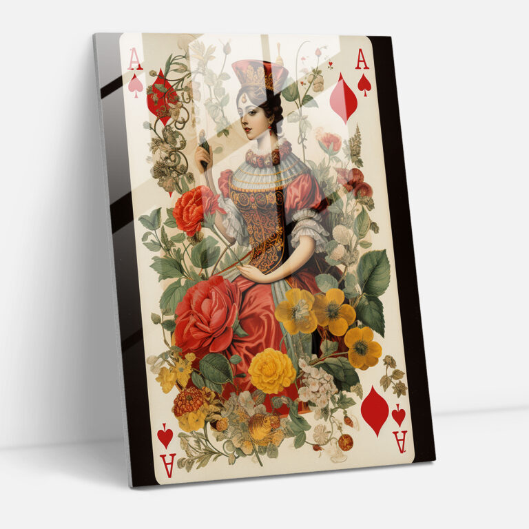 Vintage Playing Cards Glass Wall Art - Playing Cards, Glass Art, Glass Print, Home Decoration