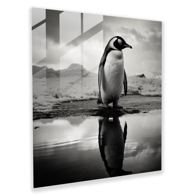 Elegant Penguin Glass Art - Penguin, Sophistication, Glass Wall Art, Glass Art