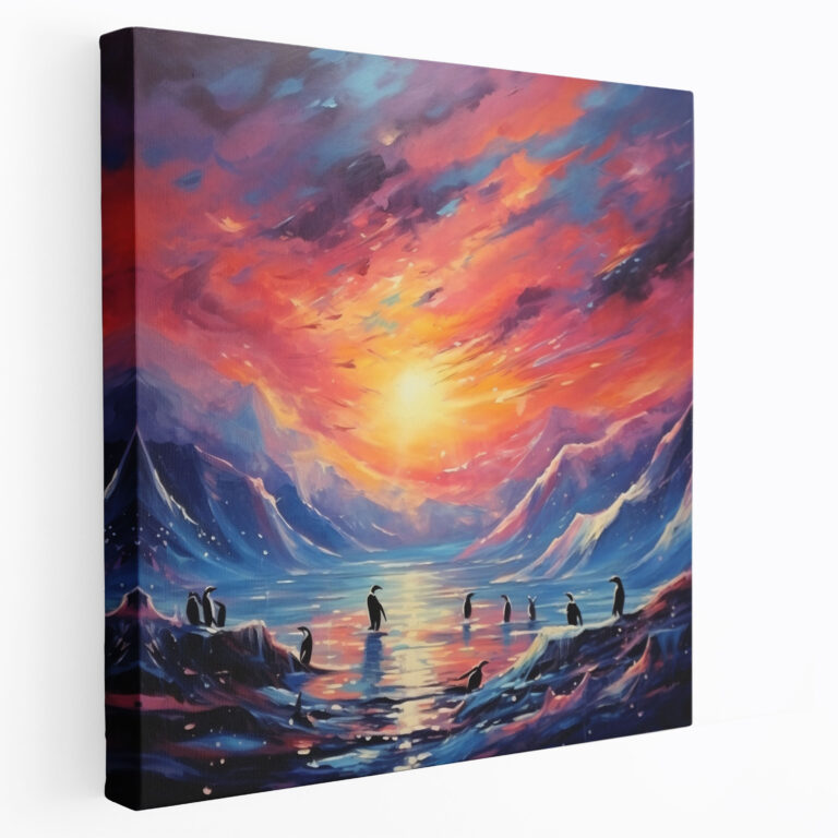 Impressionist Penguin Canvas Print - Dreamy Landscape - Penguin, Canvas, Penguin, Wall Art
