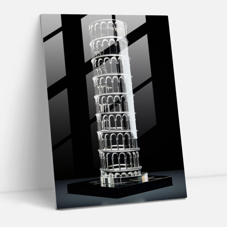 Leaning Tower Of Pisa Futuristic Glass Wall Art - Leaning Tower Of Pisa, Home Decoration, Leaning Tower Of Pisa, Wall Decoration
