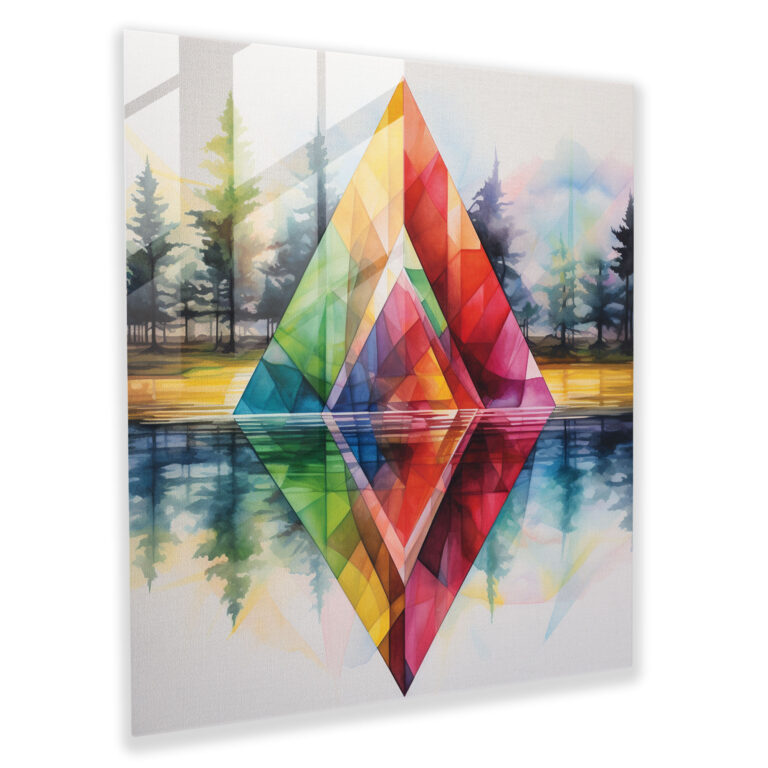 Pink Floyd Glass Print - Colorful Prism - Pink Floyd, Home Decoration, Wall Decoration, Watercolor Painting