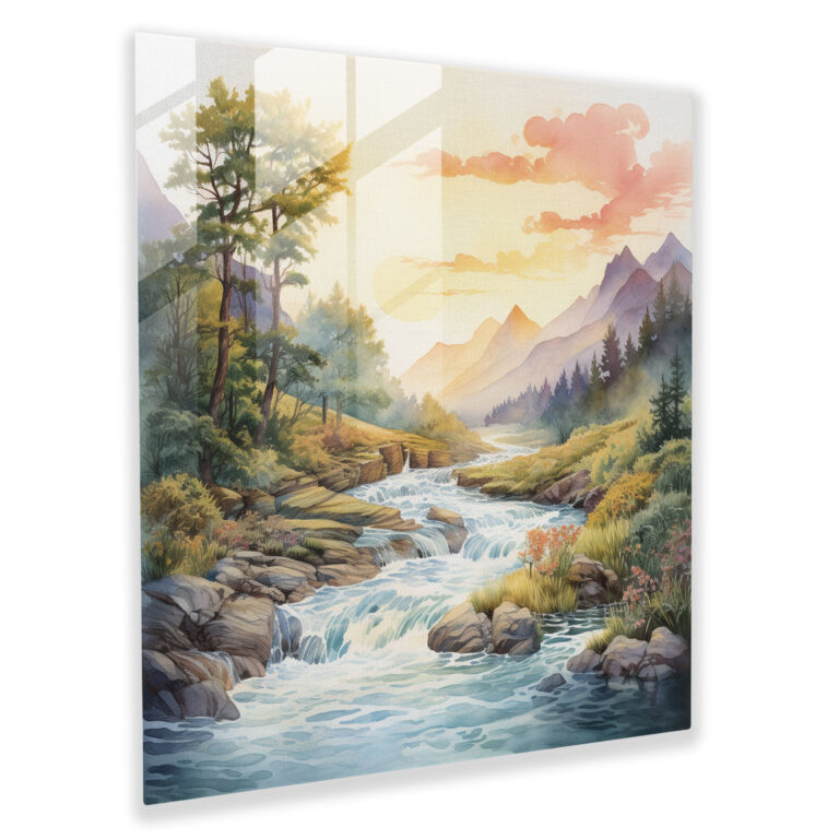 Pink Floyd Glass Print - Tranquil River Landscape - Pink Floyd, Home Decoration, Pink Floyd, Tranquil River