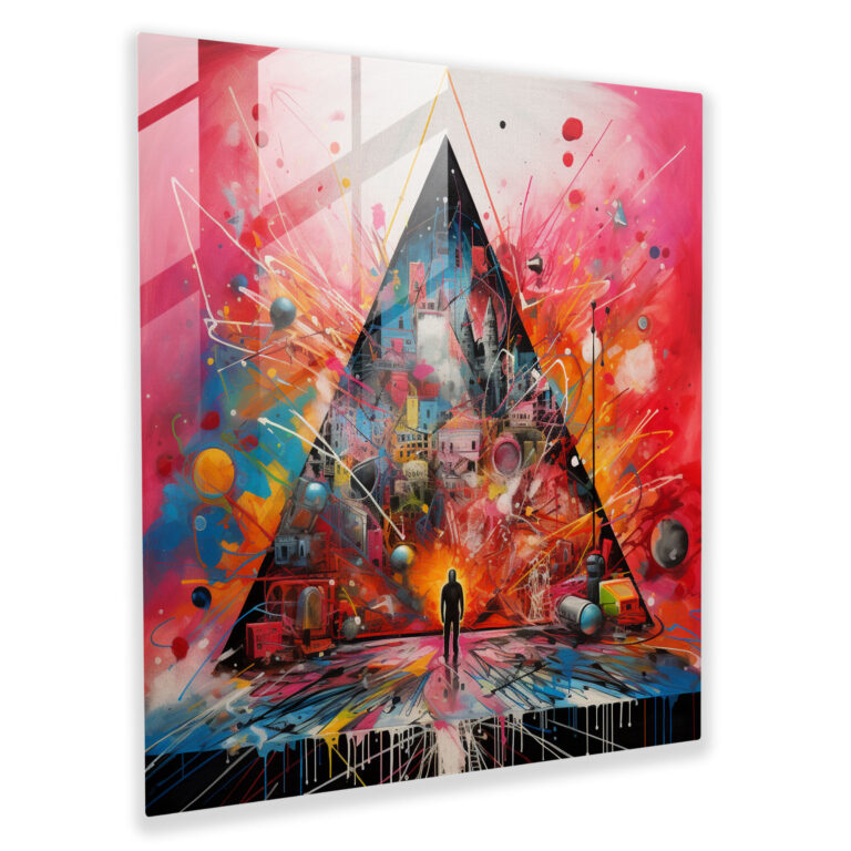 Pink Floyd Glass Print - Vibrant Graffiti Fusion - Pink Floyd, Vibrant Graffiti Style, Glass Print, Home Decoration