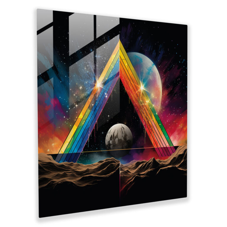 Pink Floyd Dark Side Of The Moon Glass Print - Pink Floyd, Glass Wall Art, Abstract Digital Artwork, Glass Print