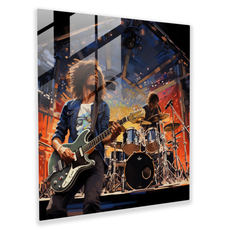 Pink Floyd Live Performance Glass Print - Pink Floyd, Glass Art, Photorealistic Illustration, Attention To Detail