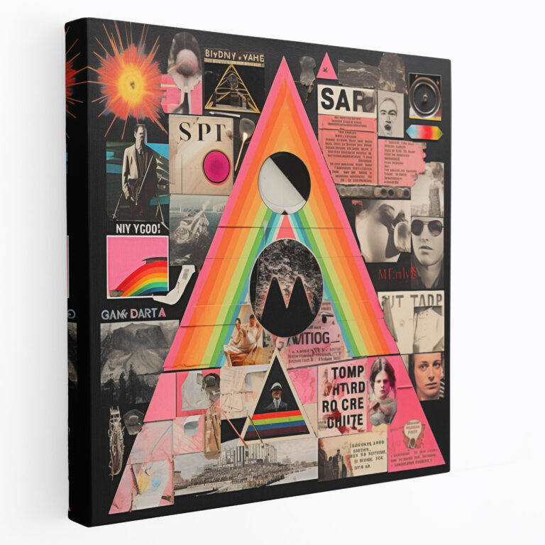 Pink Floyd Retro Collage Canvas Print - Pink Floyd, Wall Art, Canvas Wall Art, Home Decoration