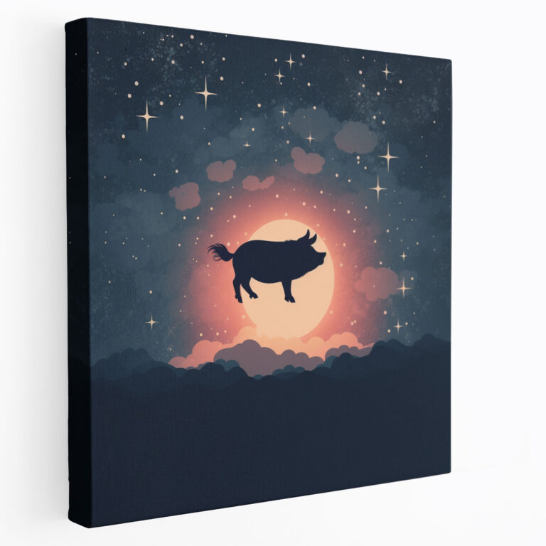 Pink Floyd Wall Art - Minimalist Flying Pig - Pink Floyd, Home Decoration, Silhouette, Wall Decor