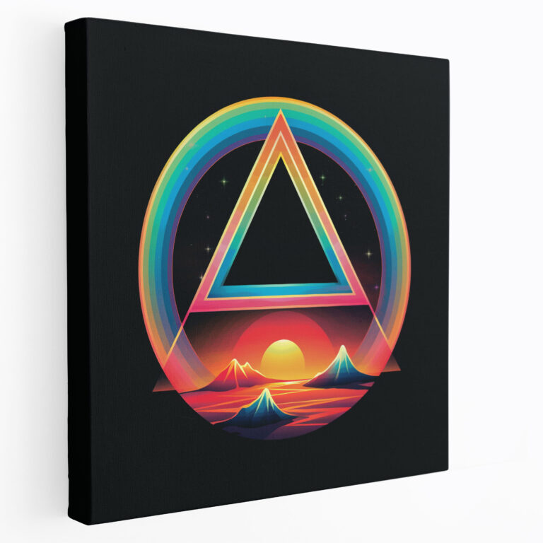 Pink Floyd Wall Art - Retro Psychedelic Prism - Pink Floyd, Wall Decoration, Canvas Wall Art, Prism Logo