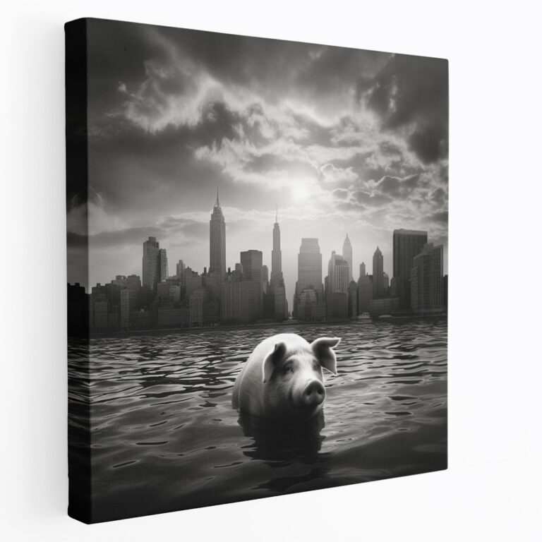 Pink Floyd Canvas Print - Floating Pig - Pink Floyd, Album Cover, Floating Pig, Animals