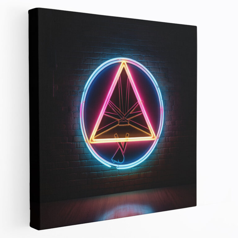 Pink Floyd Canvas Print - Retro Neon Dark Side Of The Moon Wall Art - Pink Floyd, Home Decoration, Canvas, Vintage