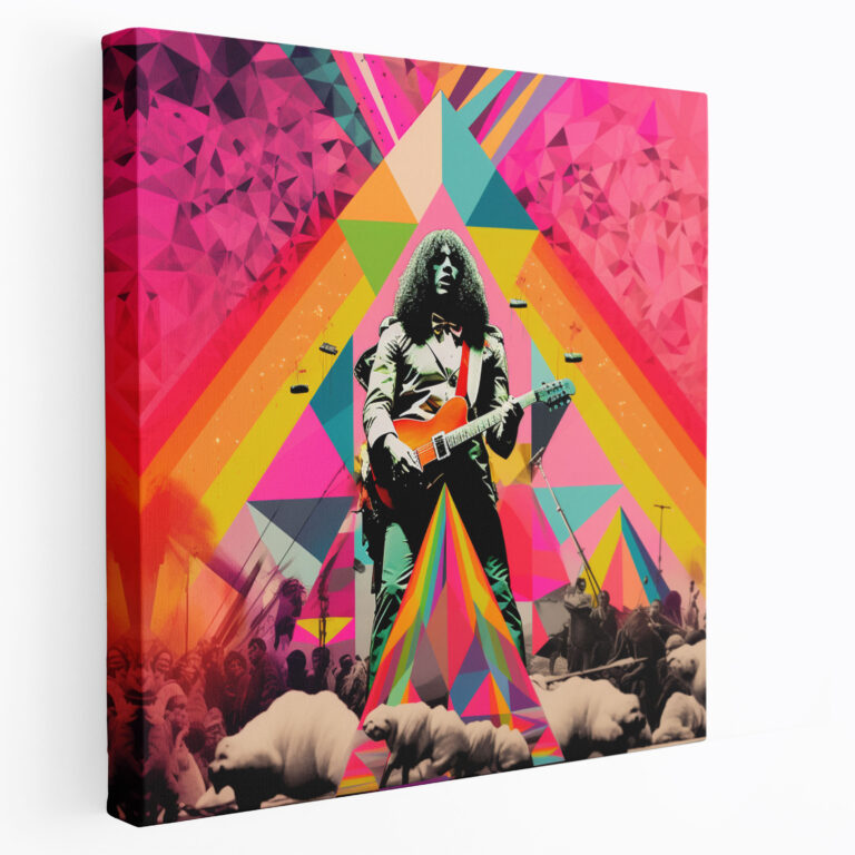 Pink Floyd Wall Art - Pop Art Digital Collage Of Album Covers And Concert Photos - Pink Floyd, Concert Photos, Psychedelic Patterns, Canvas Wall Art