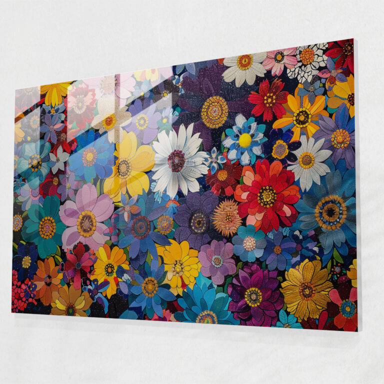 Pointillism Glass Wall Art - Colorful Floral Pattern - Pointillism, Pointillism, Home Decoration, Glass Art