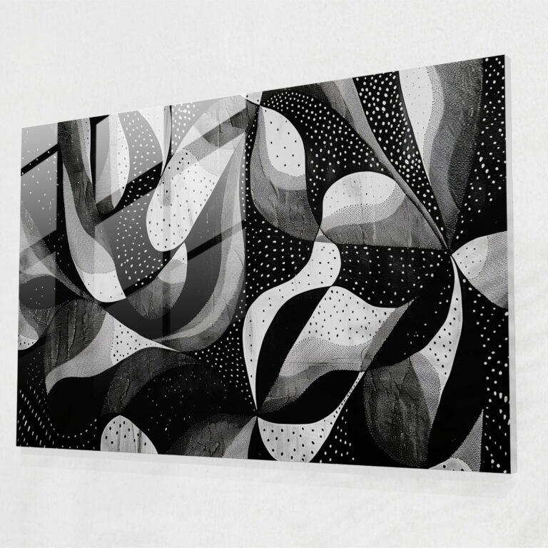 Pointillism Modern Art - Bold Black And White Pattern - Pointillism, Glass Wall Art, Glass Print, Modern Art