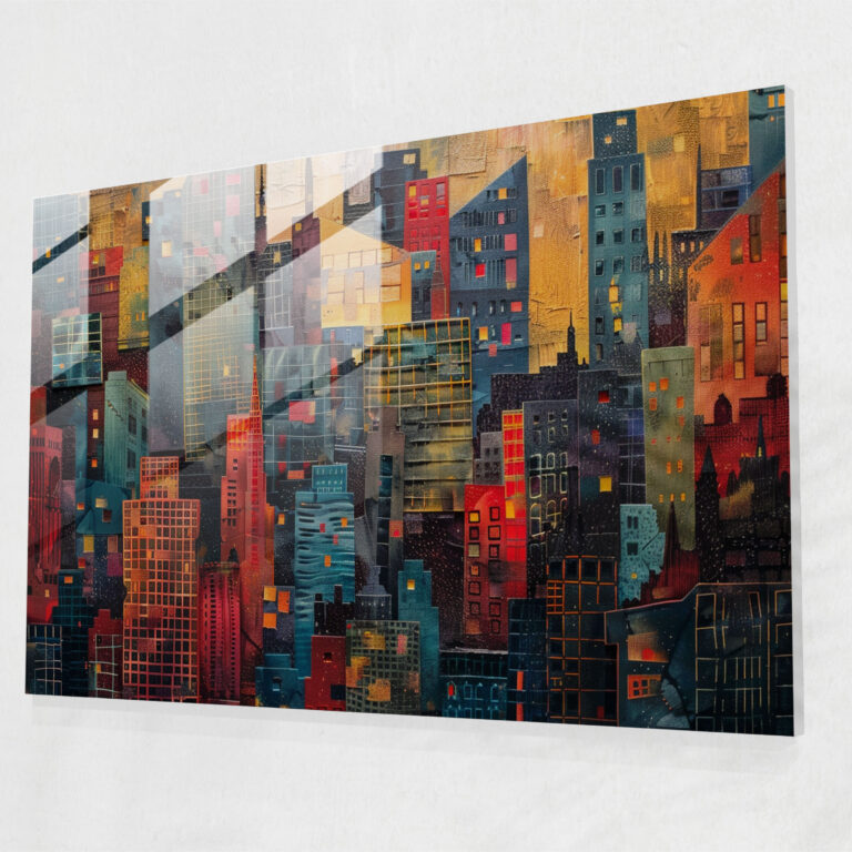 Pointillism Wall Decoration: Abstract City Skyline - Pointillism, City Skyline, Pointillism, Abstract