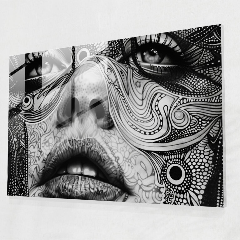 Pointillism Glass Art - Intricate Black And White Portrait - Pointillism, Intricate, Portrait, Wall Decoration