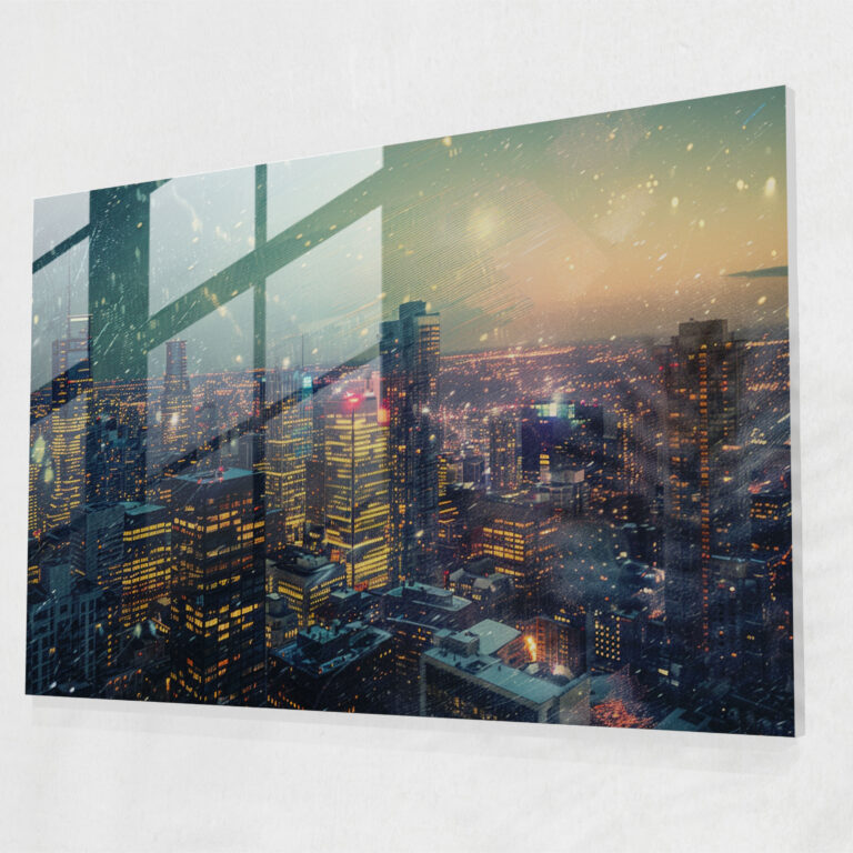 Cityscape Pointillism Glass Wall Art - Pointillism, Pointillism, Modern Art, Home Decoration