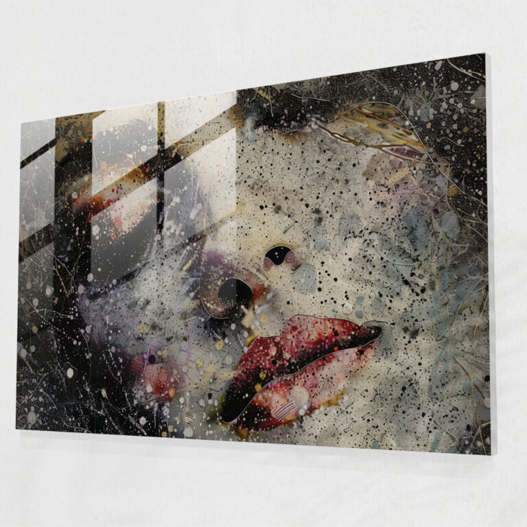 Pointillism Portrait Glass Print - Pointillism, Glass Wall Art, Glass Art, Modern Art