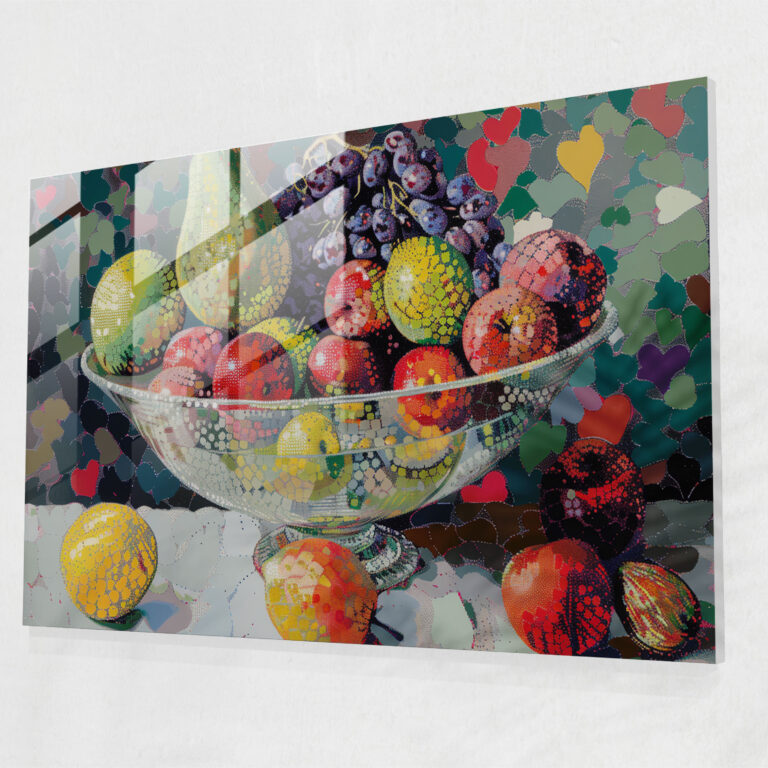 Pointillism Still Life Glass Print - Pointillism, Home Decoration, Glass Wall Art, Glass Art