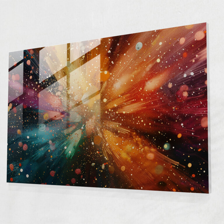 Pointillism Color Explosion Glass Print - Pointillism, Glass Wall Art, Home Decoration, Wall Decoration